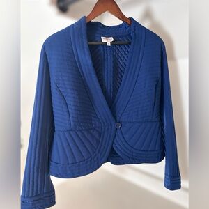 Armani Collezioni Blue Suit Jacket / Blazer Collarless Quilted